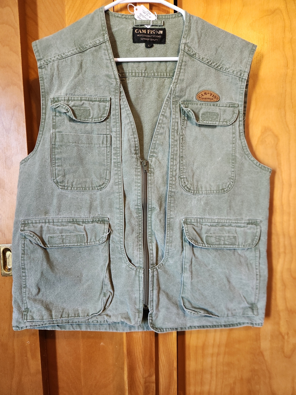 Olive Utility Vest - Men's Multi-Pocket Zipper Vest